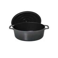 Cocotte En Fonte Ovale 35 Cm Caviar Chasseur -Ustensiles De Cuisine Boutique cocotte en fonte ovale 35 cm caviar chasseur 2