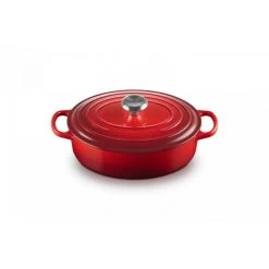 Cocotte En Fonte Ovale Basse 27 Cm Cerise Le Creuset Signature