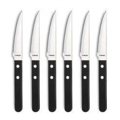 Coffret 6 Couteaux Steak Pizza Noir 21,5 Cm Amefa