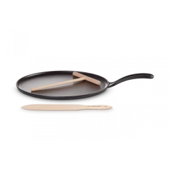 Crêpière En Fonte 27 Cm Noir Mat Avec Spatule & Râteau Le Creuset