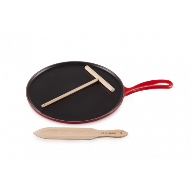 Crêpière Fonte Émaillée 27 Cm Cerise Avec Accessoires Le Creuset 3 Crêpière Fonte Émaillée 27 Cm Cerise Avec Accessoires Le Creuset