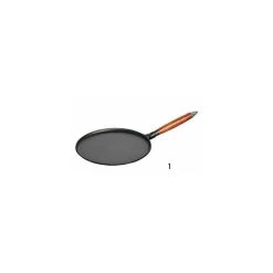 Crêpière Ø 28 Cm Fonte Noire Manche Bois Staub