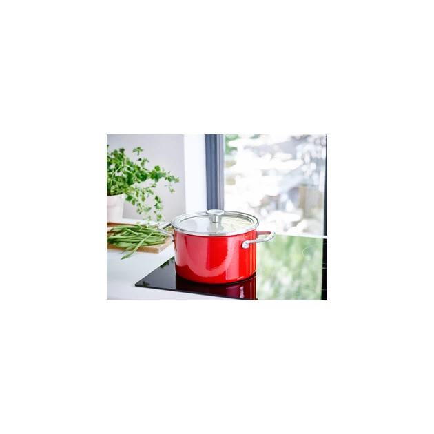 Faitout Émaillé 24cm Rouge Empire KitchenAid 5 Faitout Émaillé 24cm Rouge Empire KitchenAid – Image 3