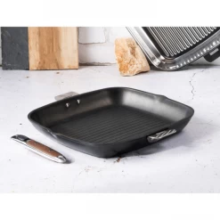 Grill Carré Cookway 28 Cm Poignée Amovible Ultralu Cristel -Ustensiles De Cuisine Boutique grill carre cookway 28 cm poignee amovible ultralu cristel 2