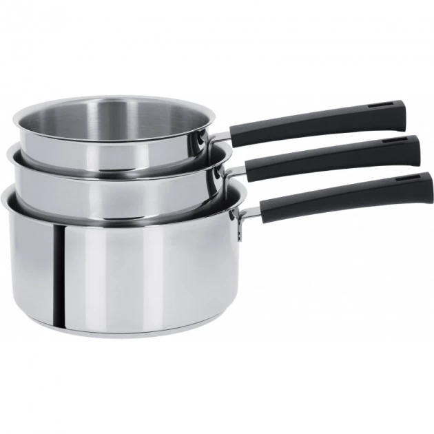 Lot De 3 Casseroles Inox à Poignée Noire Mutine Fixe Cristel 3 Lot De 3 Casseroles Inox à Poignée Noire Mutine Fixe Cristel