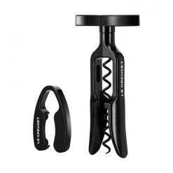 Lot Tire-bouchon De Table Noir + Coupe Capsules Noir GS-100 Le Creuset