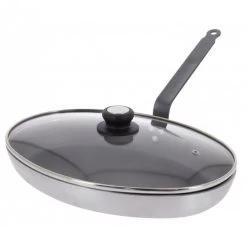 Poêle à Poisson Ovale ø36 Cm Antiadhésive Avec Couvercle En Verre Choc Resto Induction De Buyer