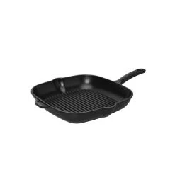 Poêle-gril En Fonte Carré 20 Cm Noir Mat Chasseur