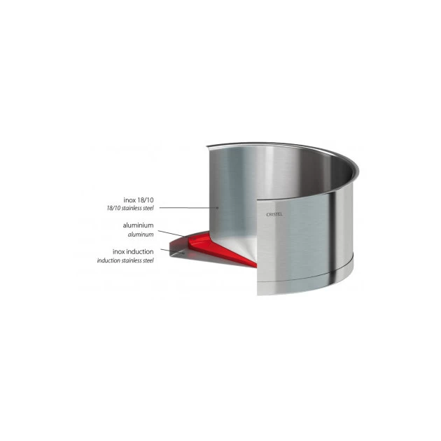 Série De 4 Casseroles + Poignée Strate Amovible Inox Cristel 5 Série De 4 Casseroles + Poignée Strate Amovible Inox Cristel – Image 3