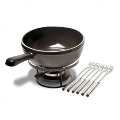 Service à Fondue En Céramique Ø 24 Cm Fusain Emile Henry