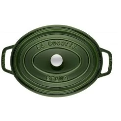 STAUB Cocotte Fonte Ovale 29 Cm Vert Basilic Majolique 4,2 L -Ustensiles De Cuisine Boutique staub cocotte fonte ovale 29 cm vert basilic majolique 42 l 2