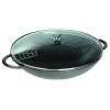 Wok En Fonte 37 Cm Gris Staub -Ustensiles De Cuisine Boutique wok en fonte 37 cm gris staub