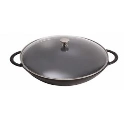 Wok En Fonte 37 Cm Noir Staub -Ustensiles De Cuisine Boutique wok en fonte 37 cm noir staub 1